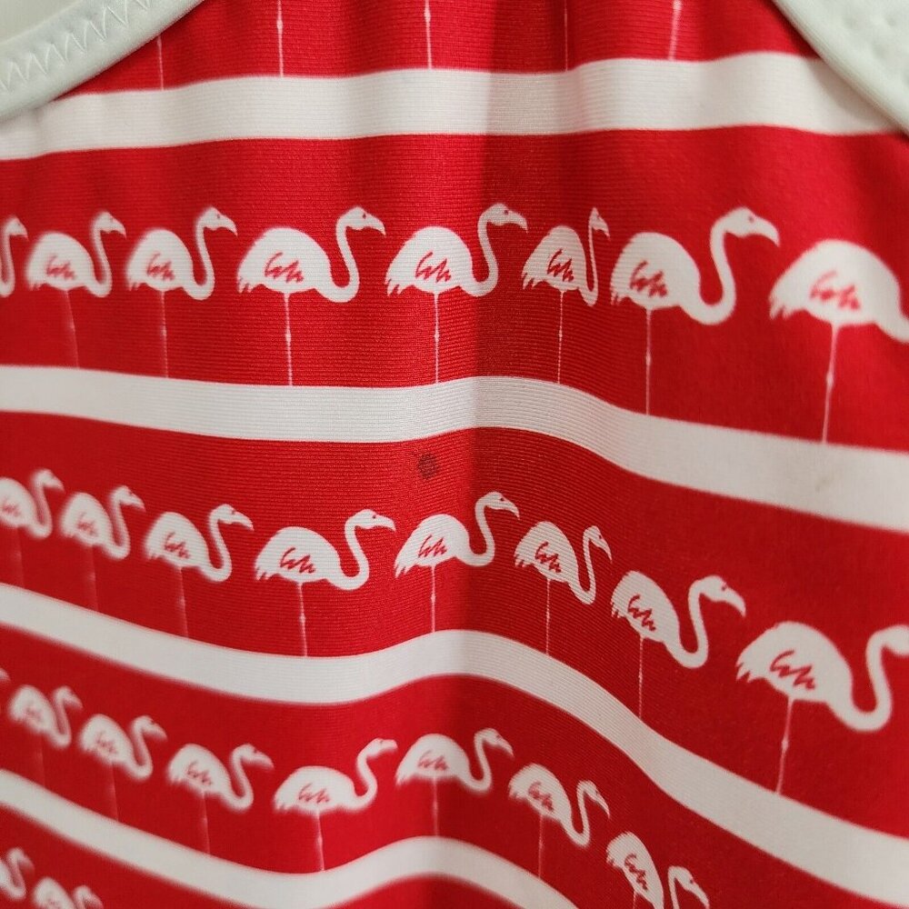 Chubbies Women's One Piece High Cut Swimsuit Red White Blue Pineapple Flamingo M - Picture 3 of 13